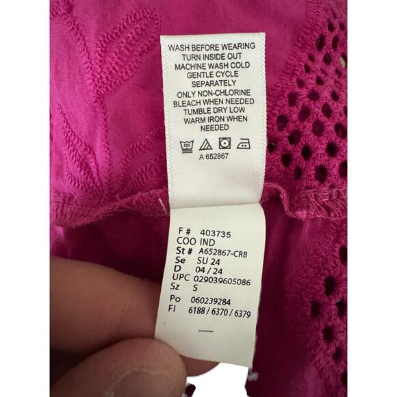 LOGO Lavish by Lori Goldstein Eyelet Lace Cropped Jacket Crushed Berry Small - Picture 10 of 11